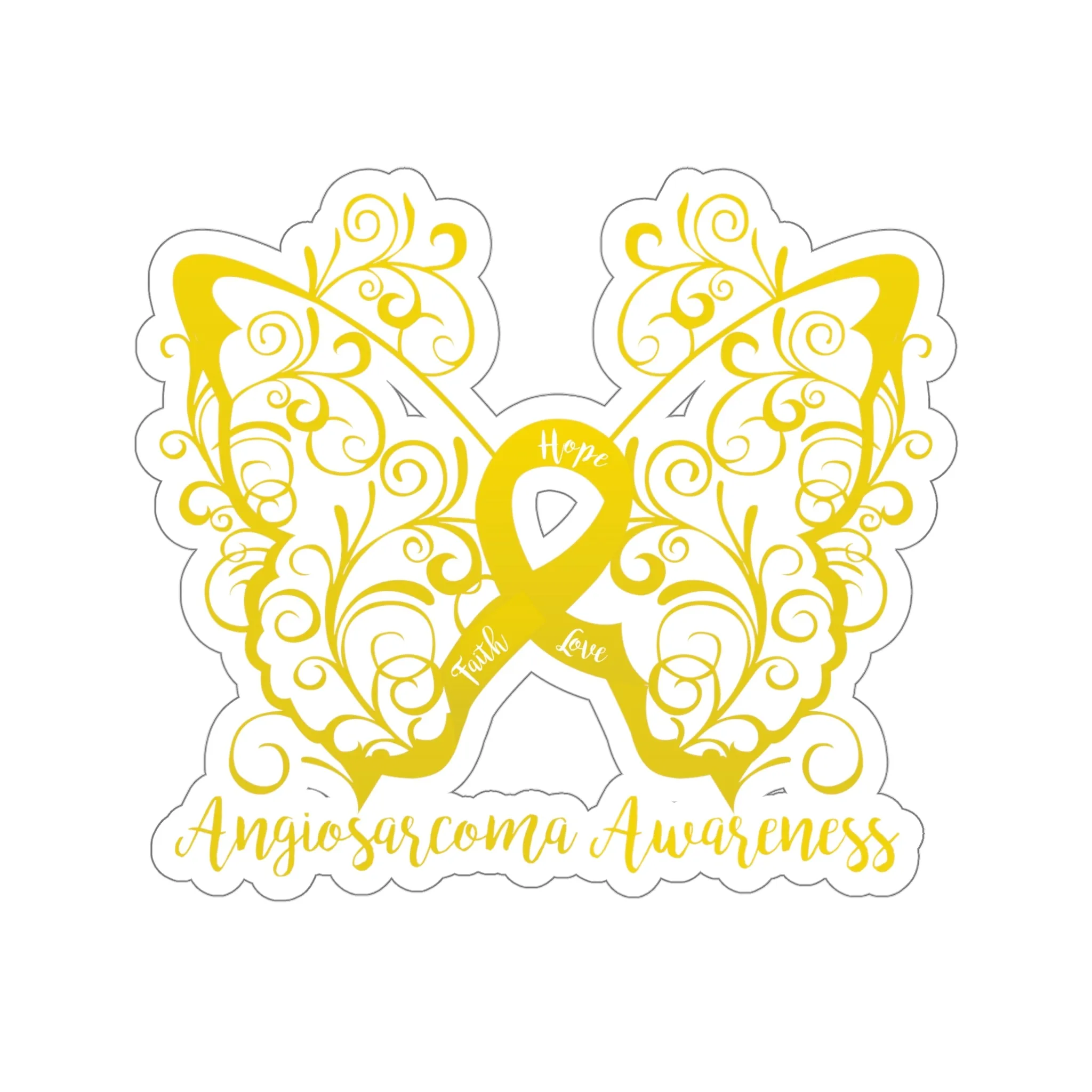 Angiosarcoma Awareness Filigree Butterfly Car Sticker (6 x 6)