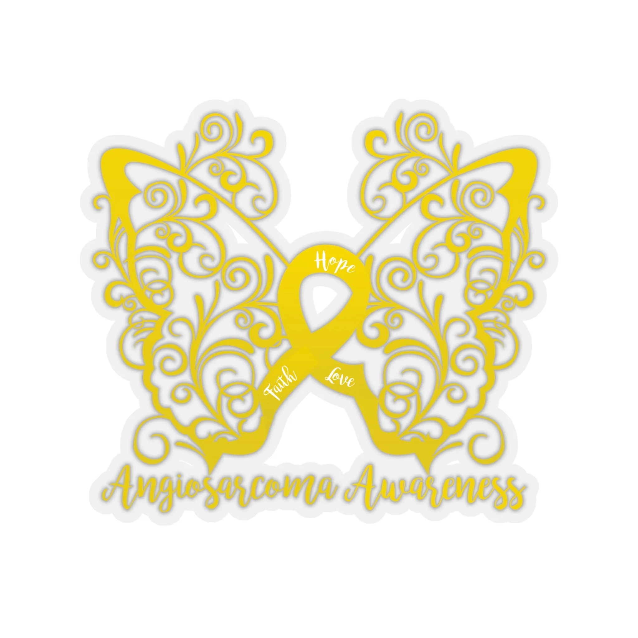 Angiosarcoma Awareness Filigree Butterfly Car Sticker (6 x 6)