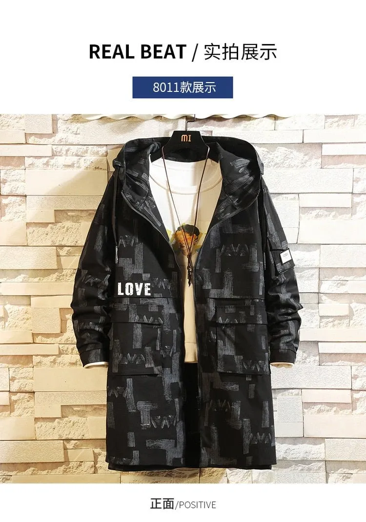 Autumn Oversized Long Trench Coat Men Black Hip Hop Military Loose Jacket Male Army Streetwear Japanese Windproof Casual Jackets