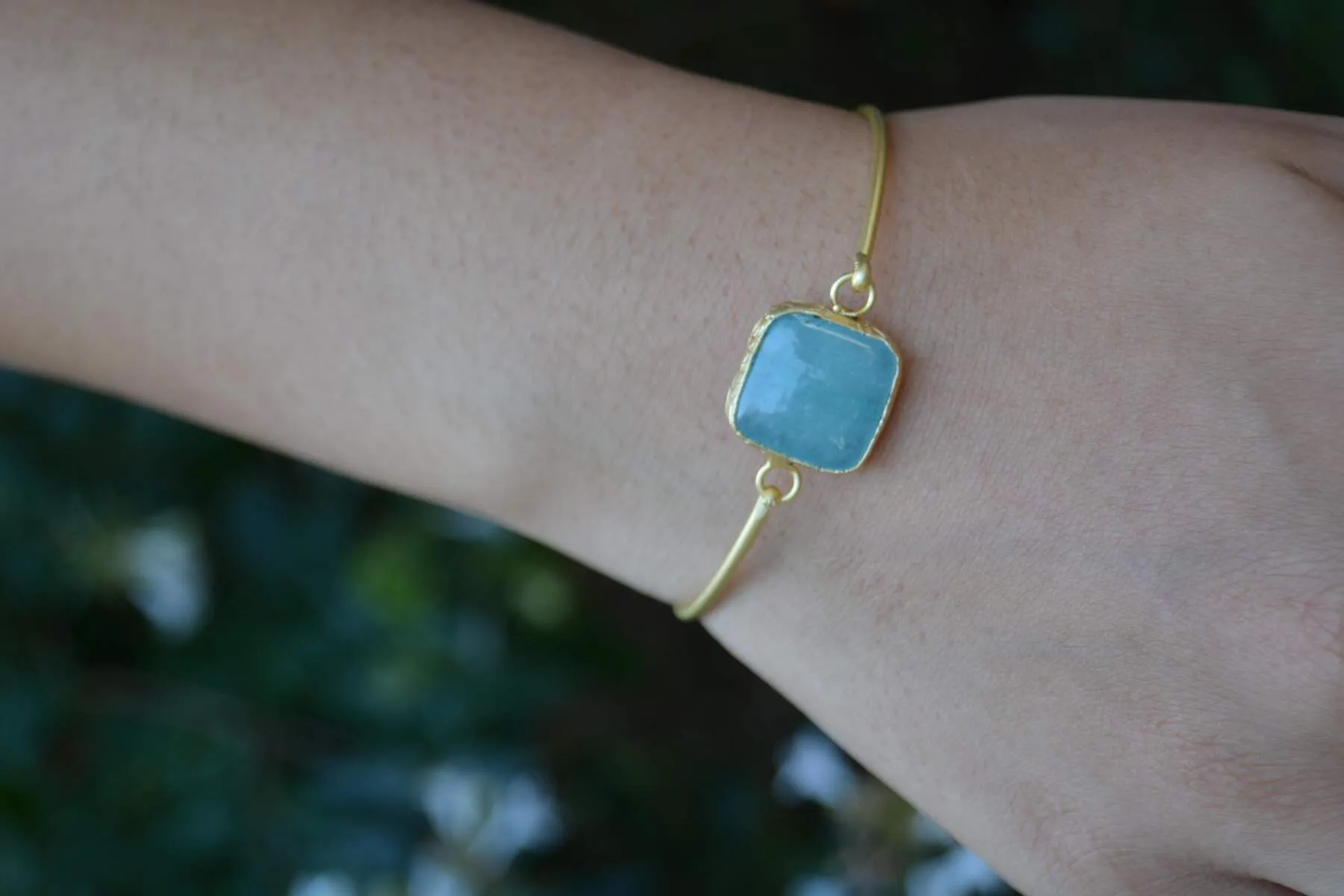 Aventurine Natural Stone Design Gold Plated Women's Bracelet