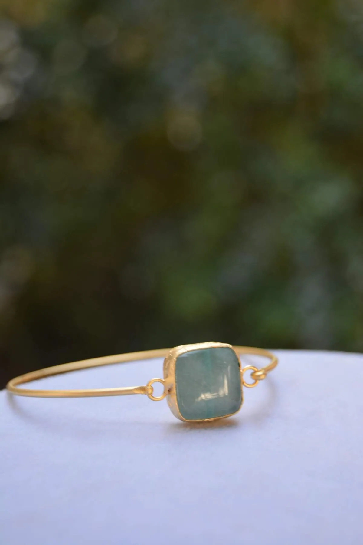 Aventurine Natural Stone Design Gold Plated Women's Bracelet