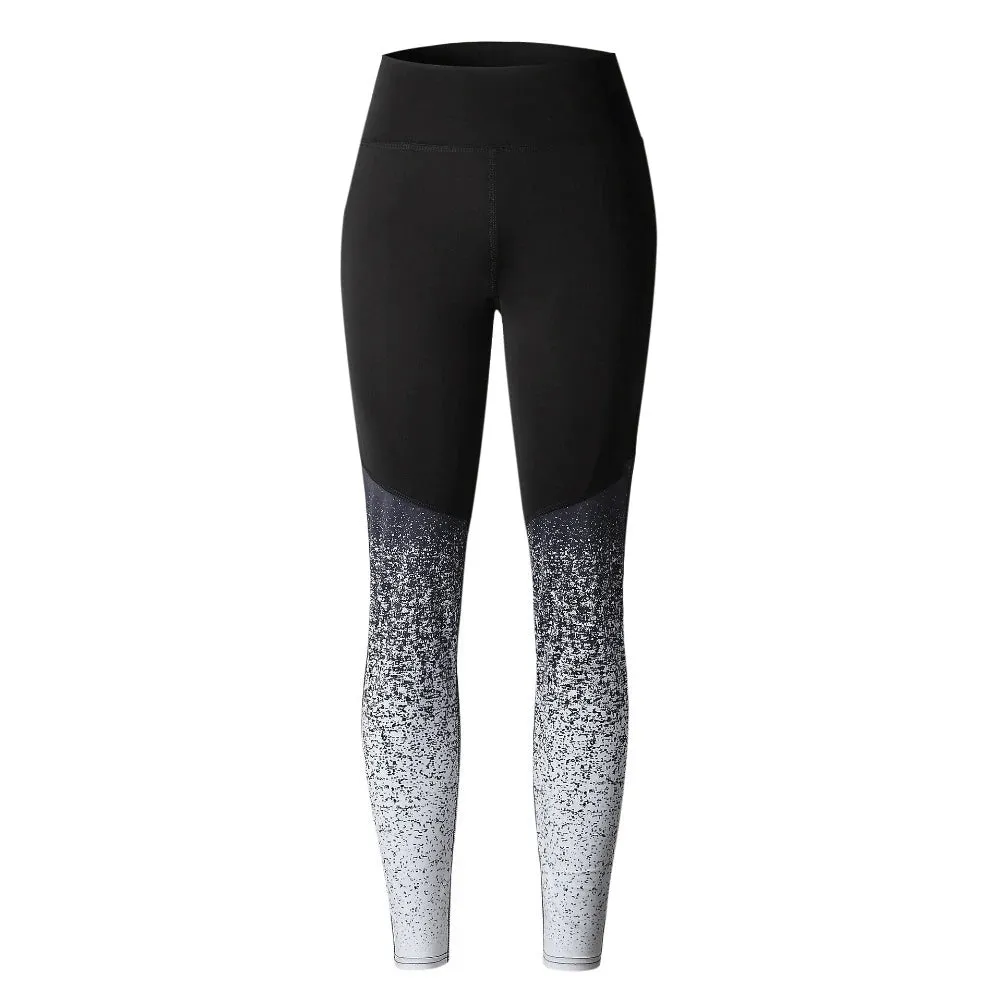 Black and White Ombré Printed Slim Fitness Leggings Alexa_sale