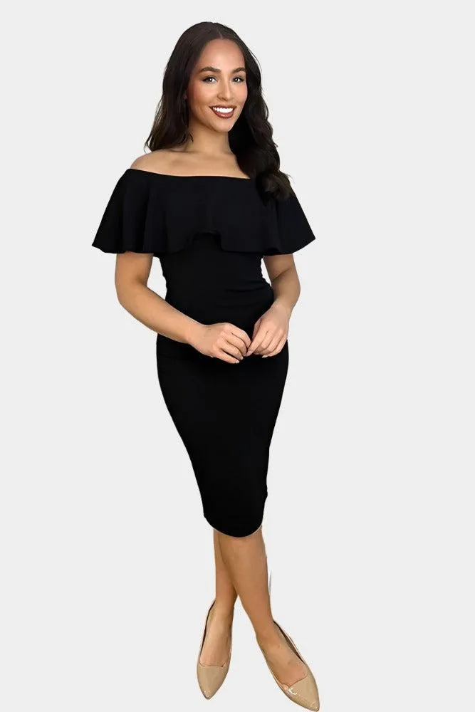 Black Bardot Bodycon Dress