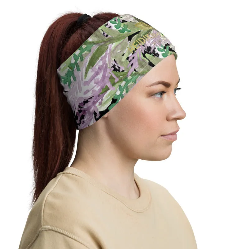 Black Lavender Face Mask Cover Shield, Flower Reusable Washable Bandana-Made in USA/EU