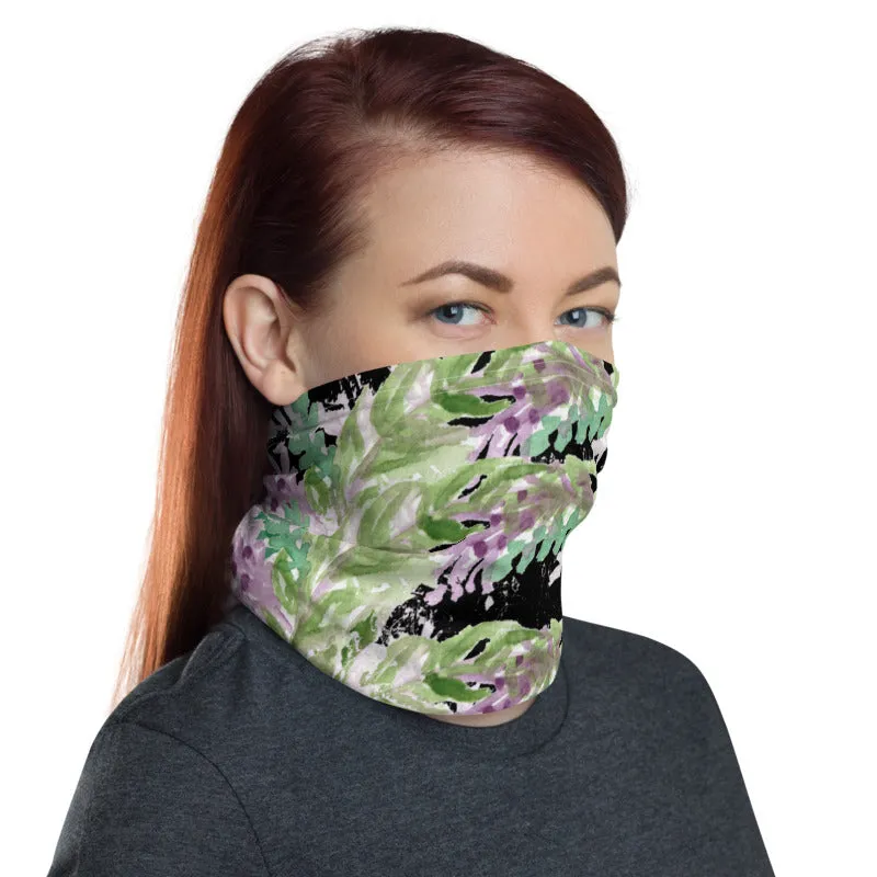 Black Lavender Face Mask Cover Shield, Flower Reusable Washable Bandana-Made in USA/EU