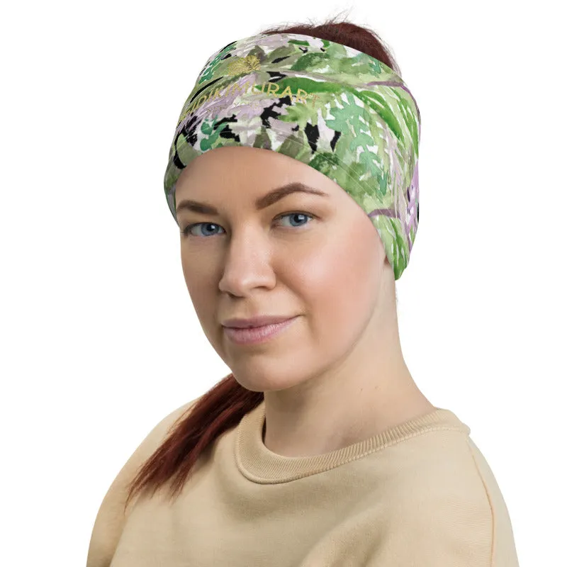 Black Lavender Face Mask Cover Shield, Flower Reusable Washable Bandana-Made in USA/EU