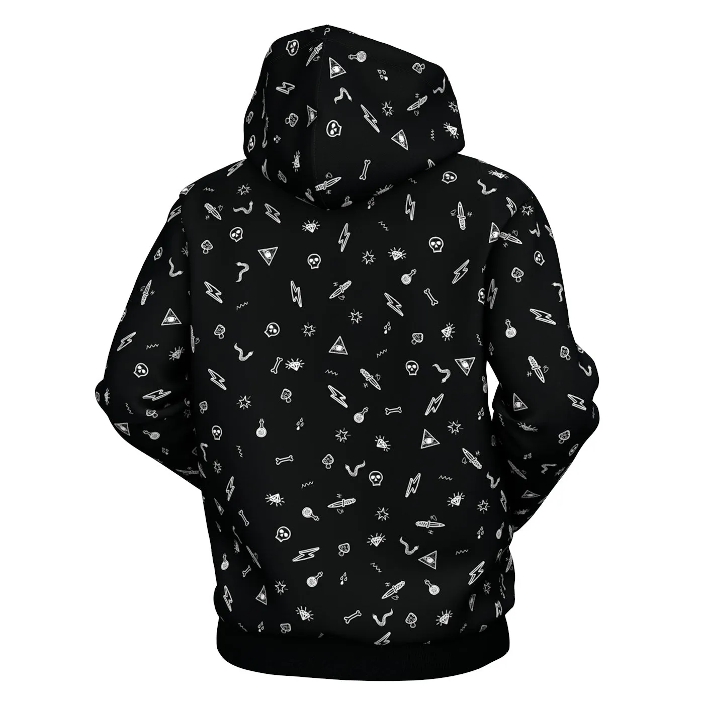 Black Patterned Hoodie