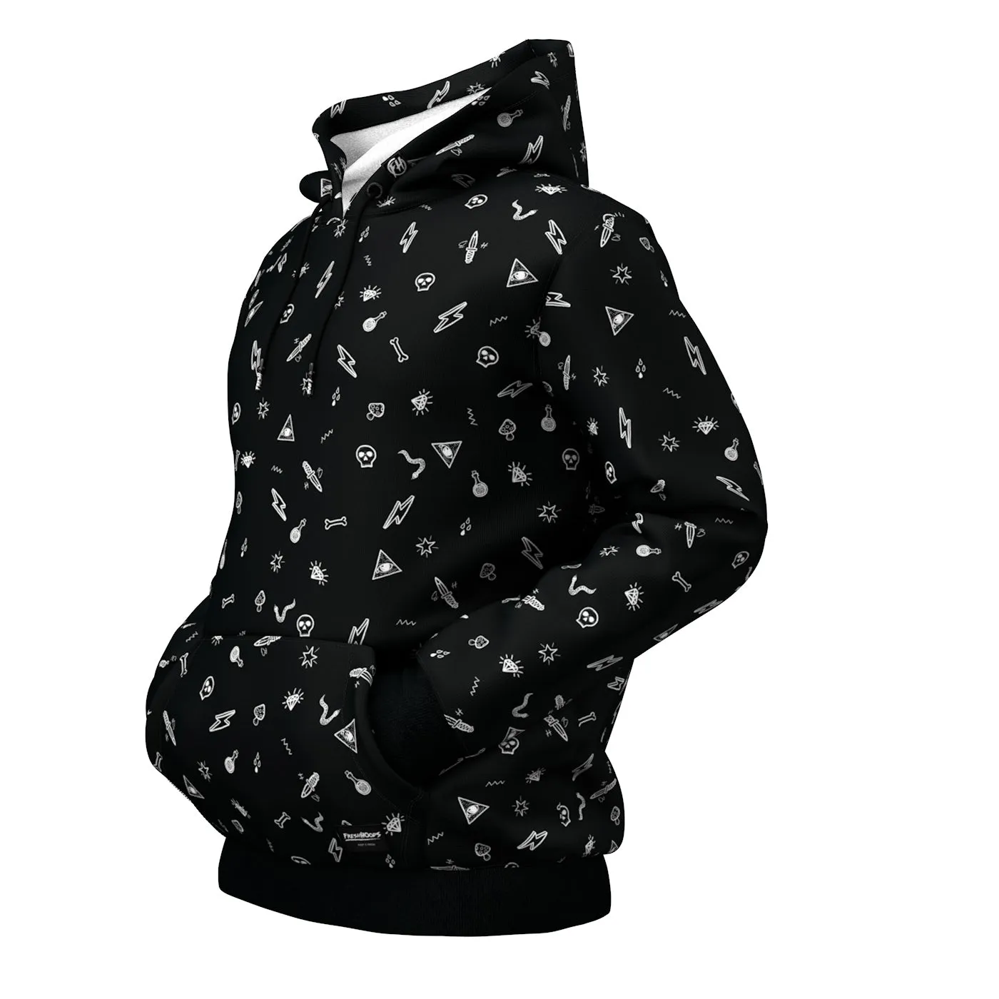 Black Patterned Hoodie