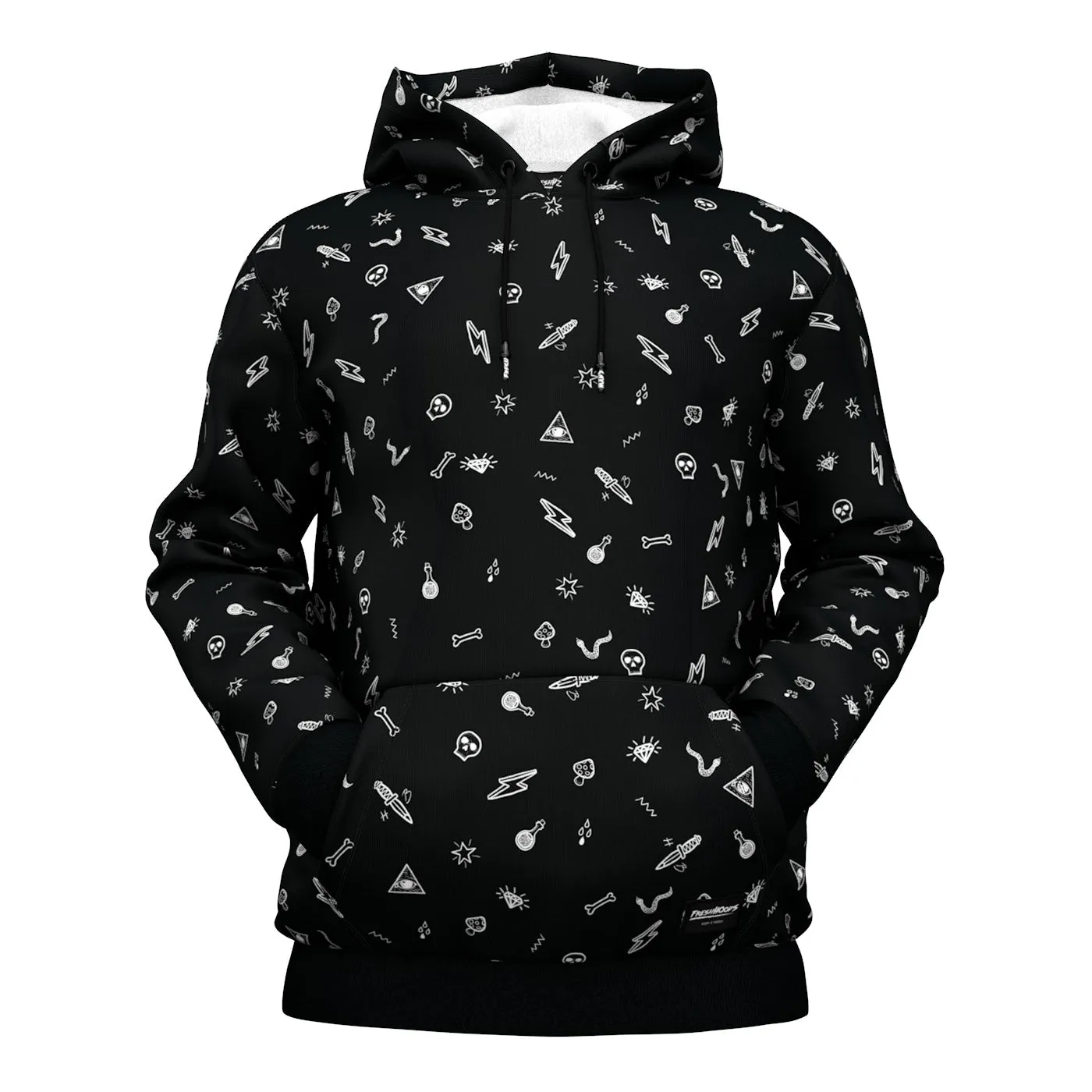 Black Patterned Hoodie