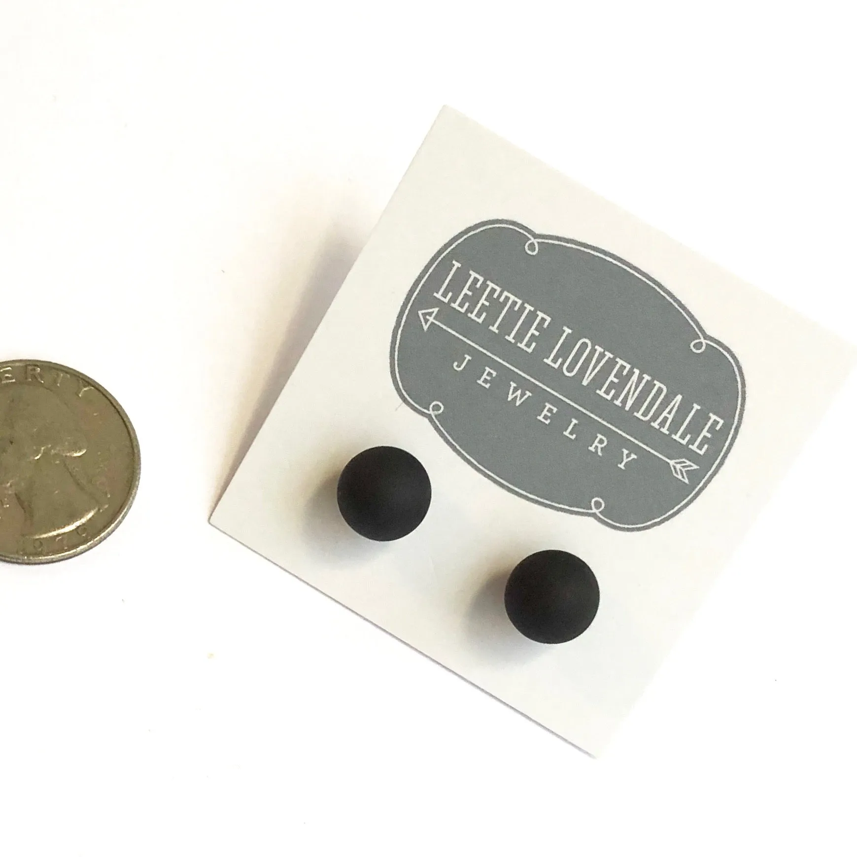 Black Petite Matte Lucite Ball Stud Earrings