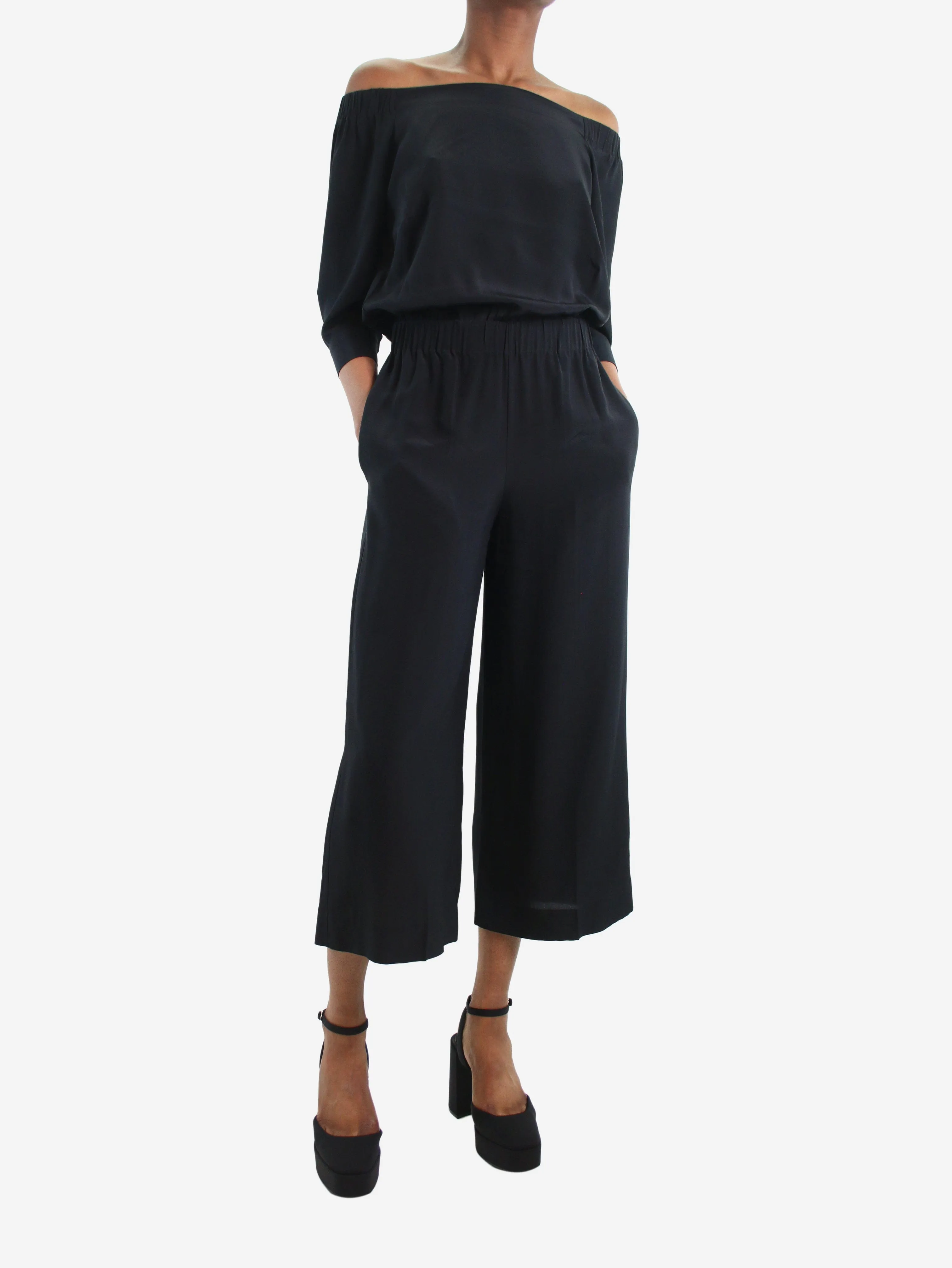 Black silk jumpsuit - size US 2