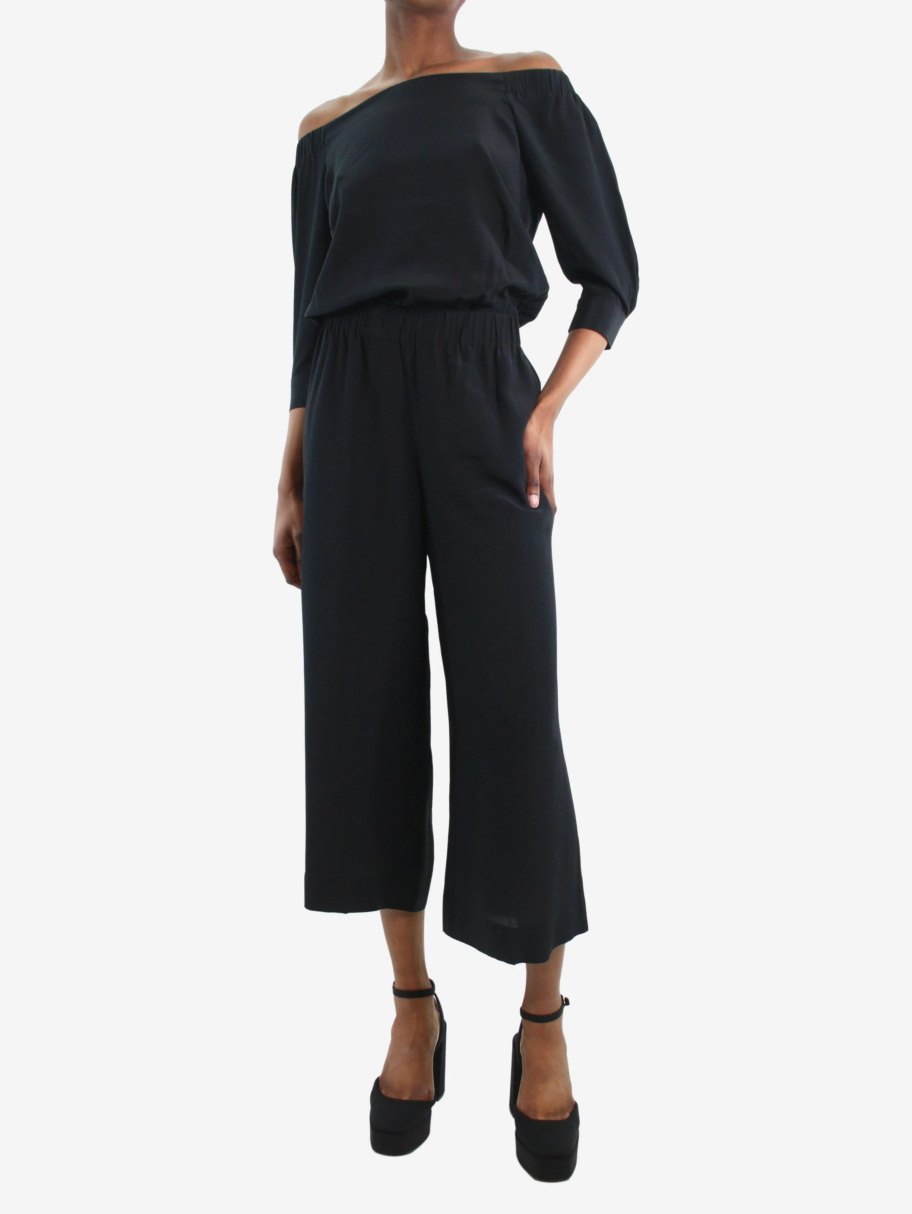 Black silk jumpsuit - size US 2