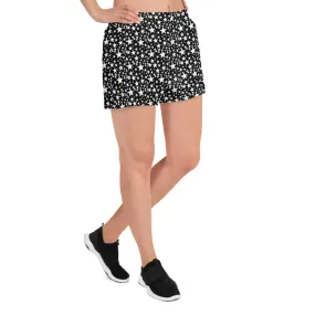 Black Star Women's Shorts, White Star Pattern Athletic Best Short Shorts- Made in USA/EU