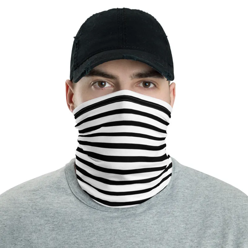 Black Stripes Face Mask, Face Cover Shield, Reusable Washable Bandana-Made in USA/EU