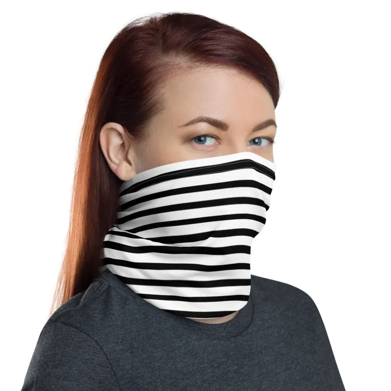 Black Stripes Face Mask, Face Cover Shield, Reusable Washable Bandana-Made in USA/EU