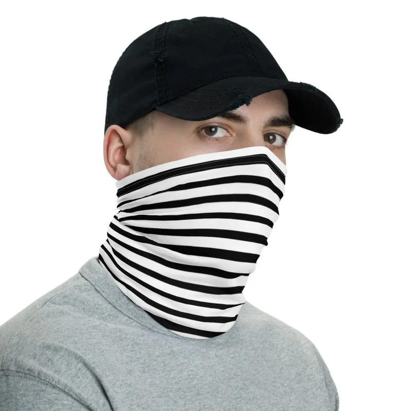 Black Stripes Face Mask, Face Cover Shield, Reusable Washable Bandana-Made in USA/EU