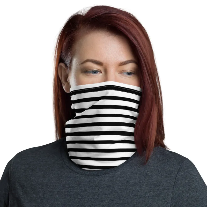 Black Stripes Face Mask, Face Cover Shield, Reusable Washable Bandana-Made in USA/EU