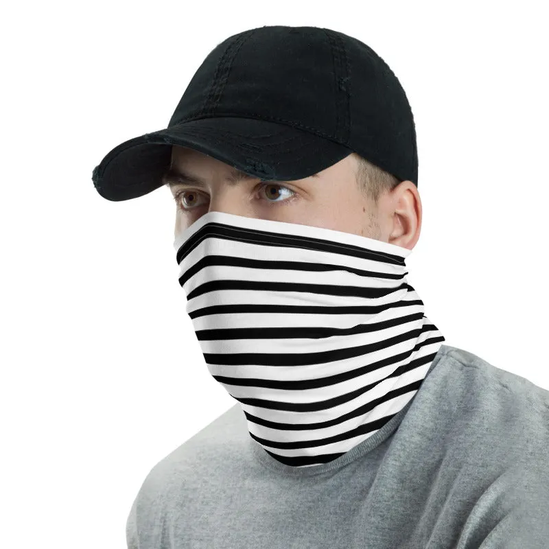 Black Stripes Face Mask, Face Cover Shield, Reusable Washable Bandana-Made in USA/EU