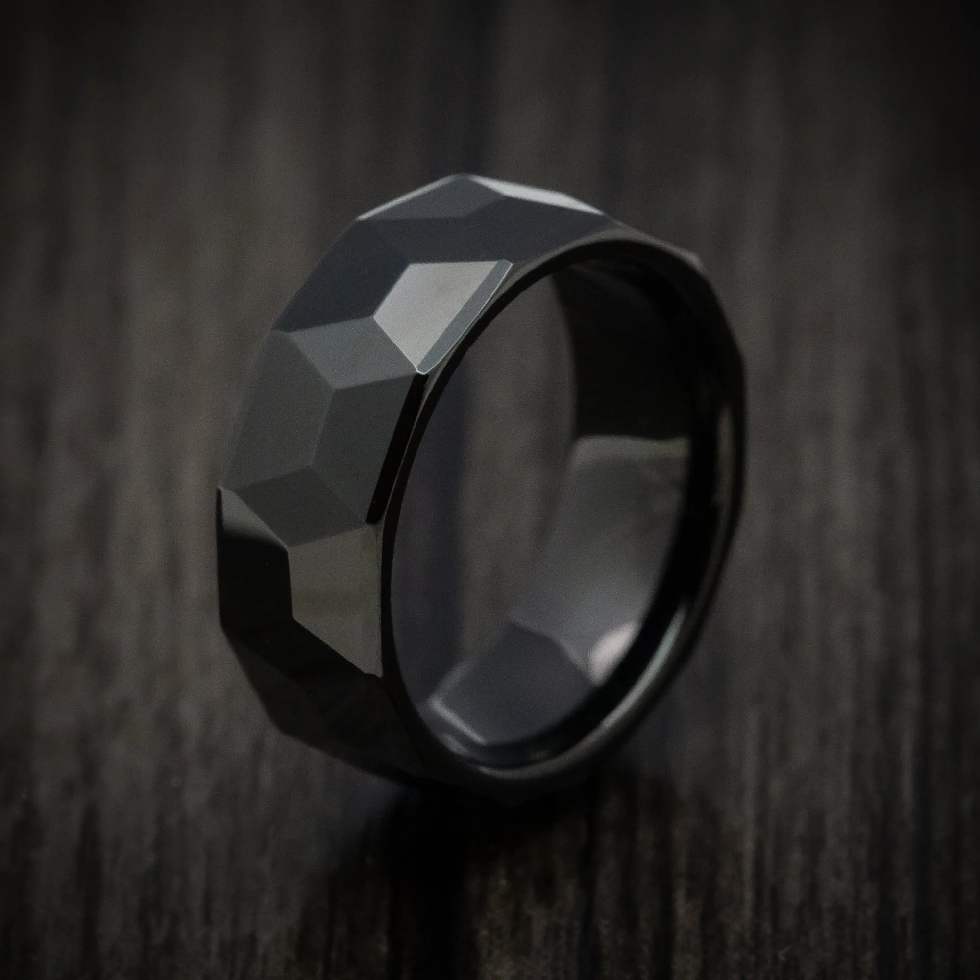 Black Tungsten Carbide Geometric Men's Ring Custom Made Band