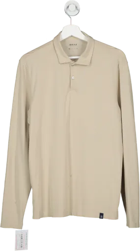 Boggi Beige Long Sleeve Regular Fit Polo Shirt UK M