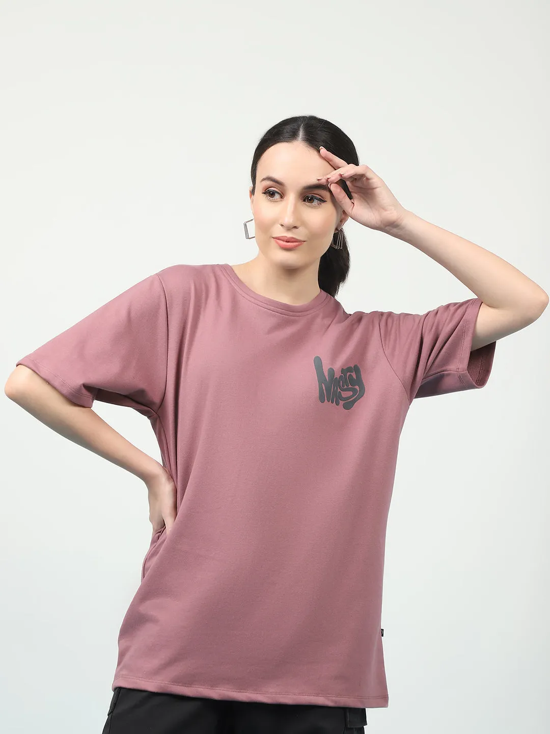 Bold Statement Oversized Terry Puff Print T-Shirt