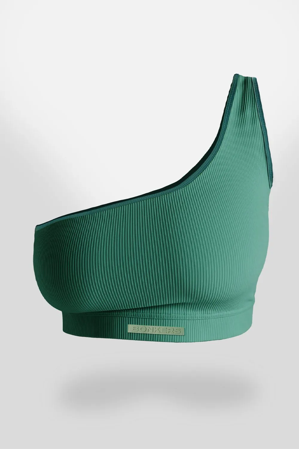 Bottle Green One Shoulder Ribbed Top