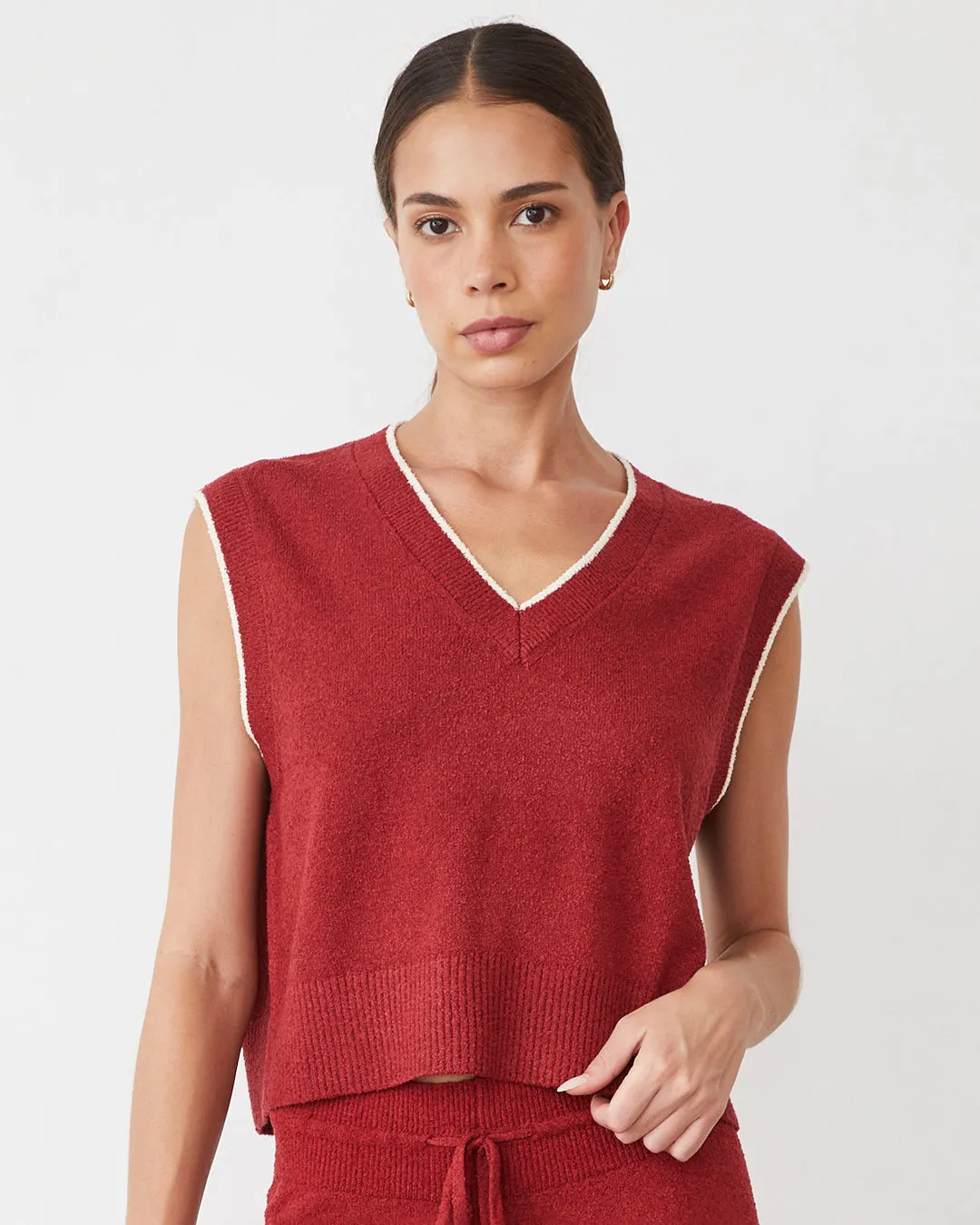 Boucle Knit V Neck Sweater Vest