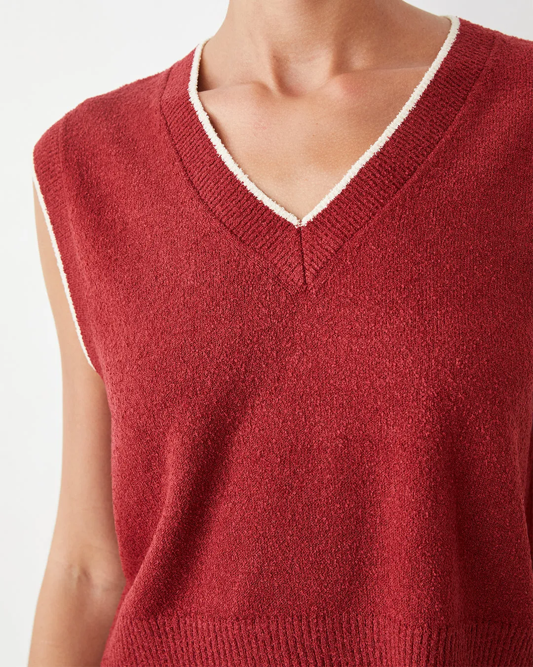 Boucle Knit V Neck Sweater Vest