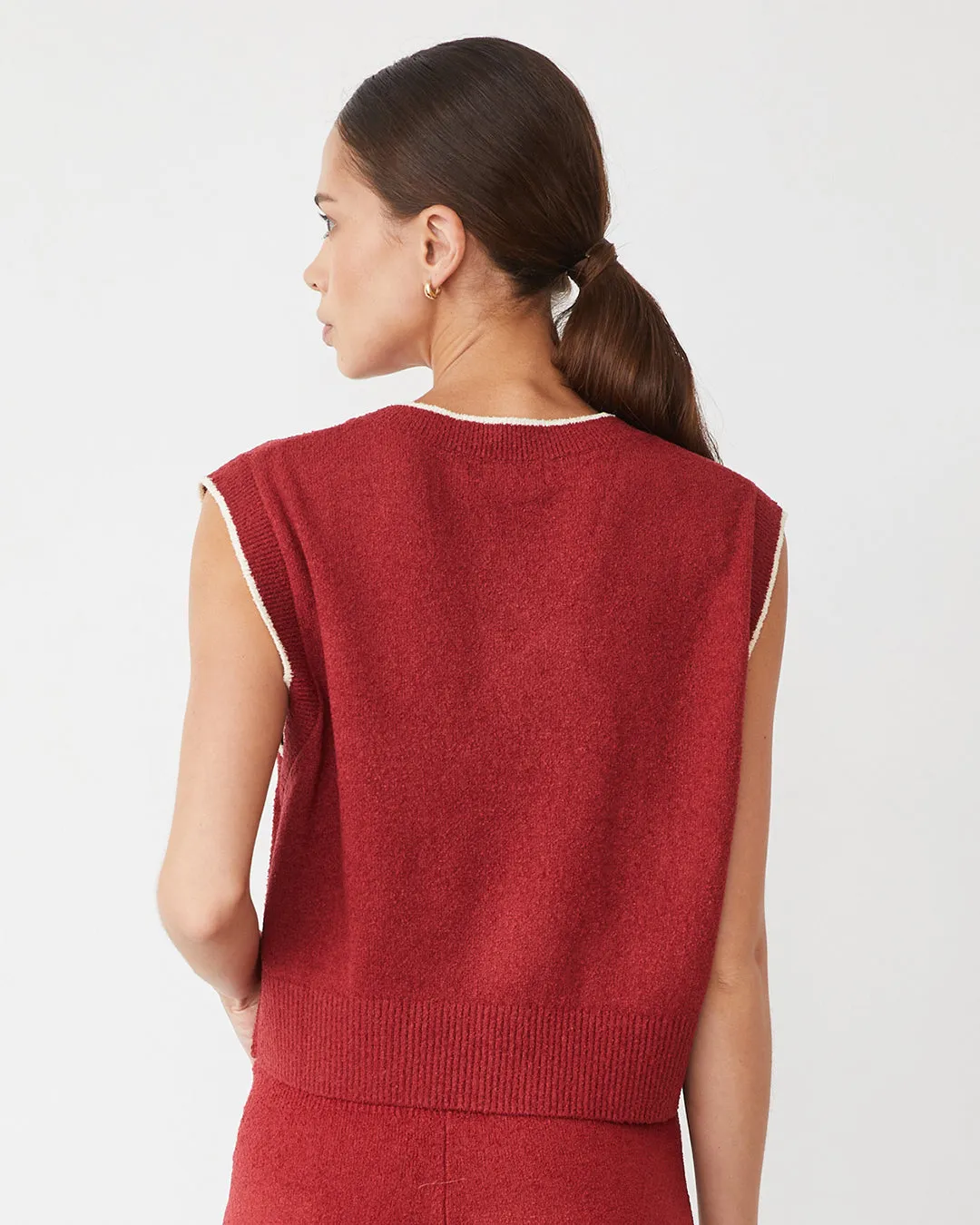 Boucle Knit V Neck Sweater Vest