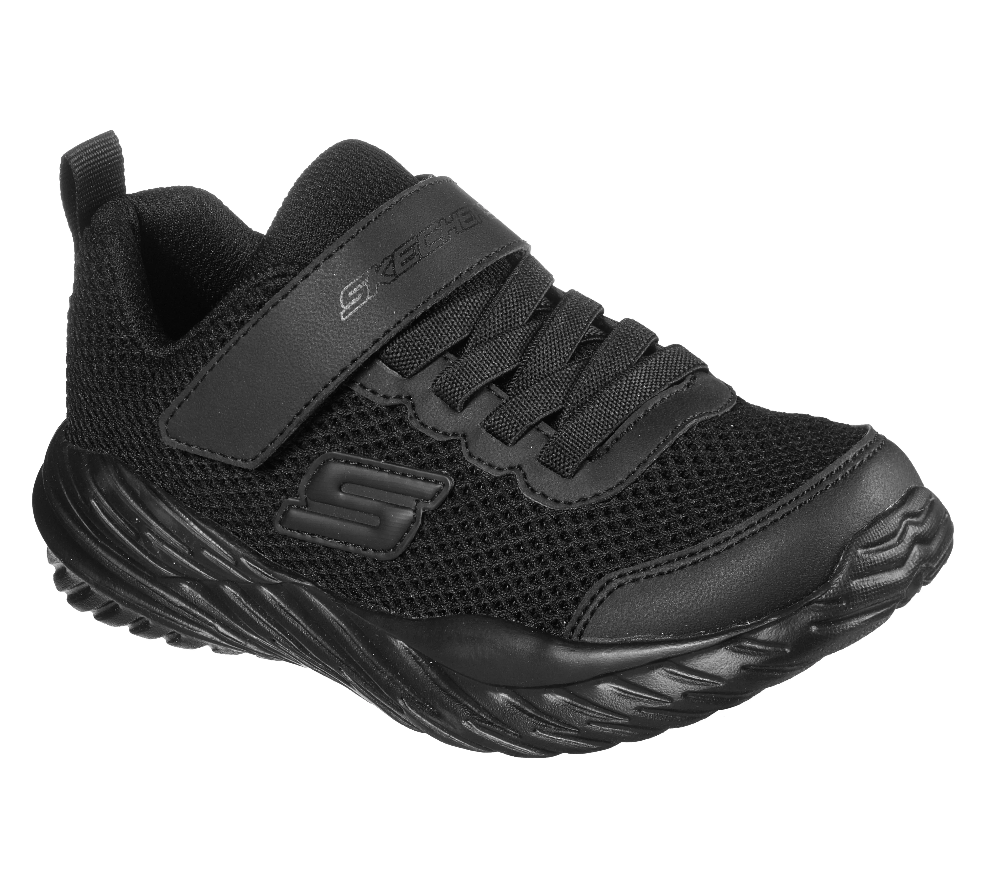 Boys Skechers Trainers Strap Easy On Nitro Sprint Krodon Black 400083l SALE