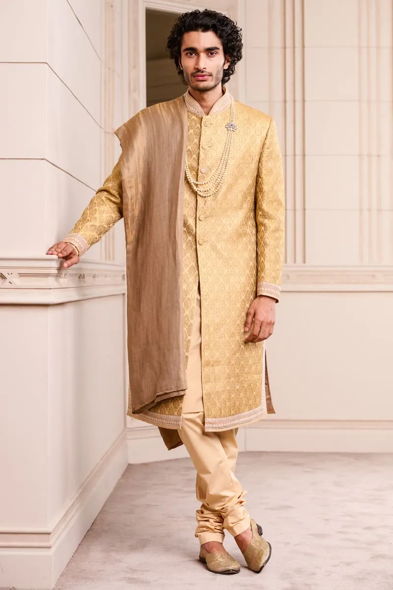 Brocade Sherwani With Paired With Kurta Chudidar