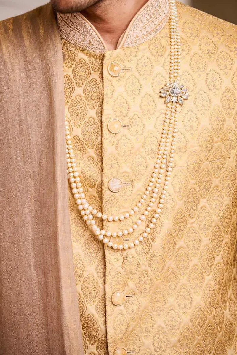 Brocade Sherwani With Paired With Kurta Chudidar