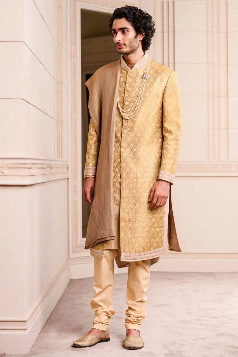 Brocade Sherwani With Paired With Kurta Chudidar