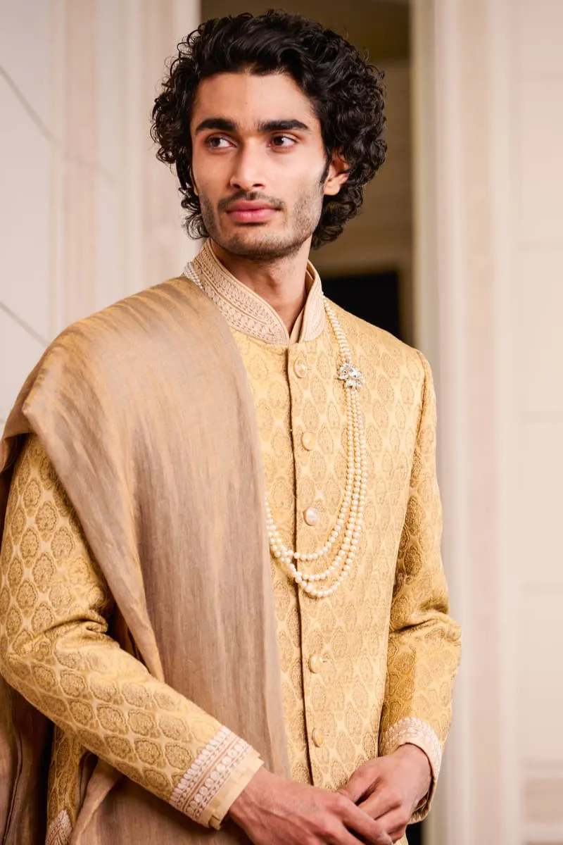 Brocade Sherwani With Paired With Kurta Chudidar