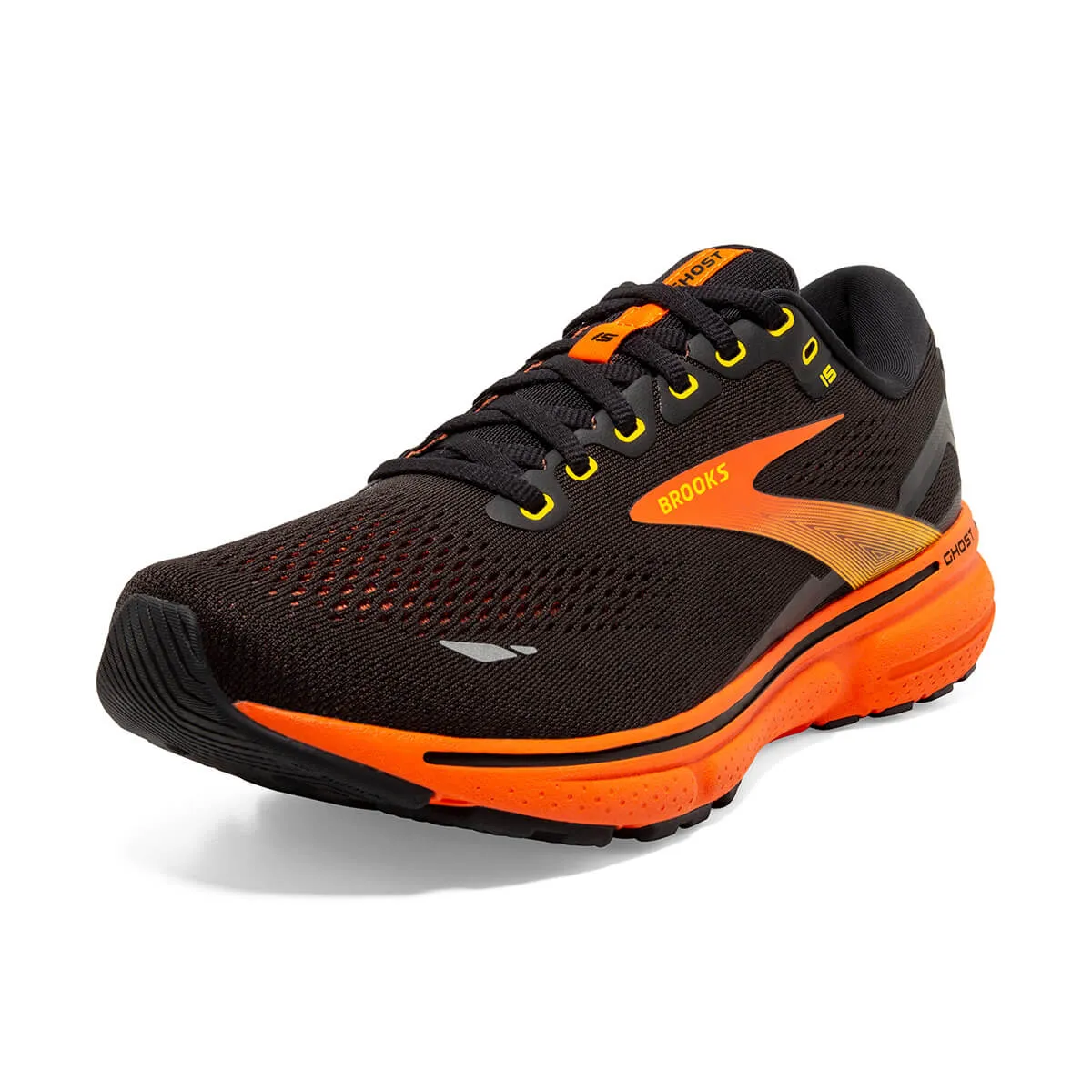 Brooks Ghost 15 Mens | Black/yellow/red