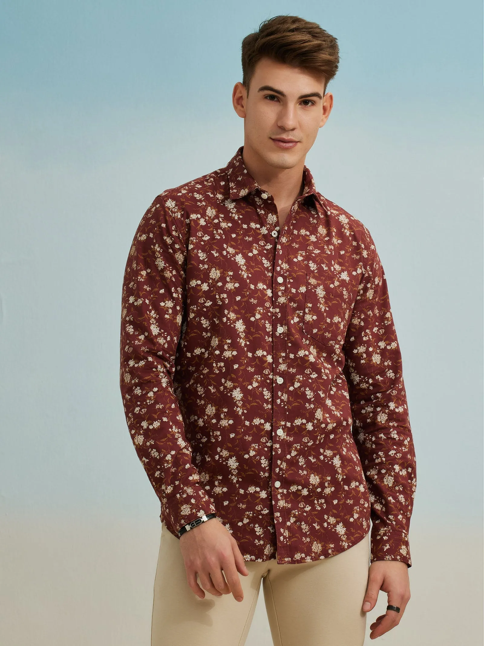 Brown Printed Shirt