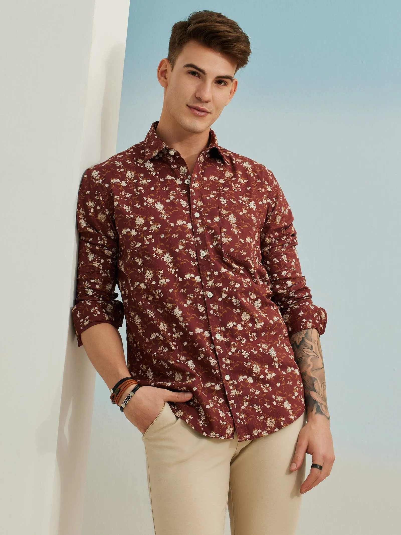 Brown Printed Shirt