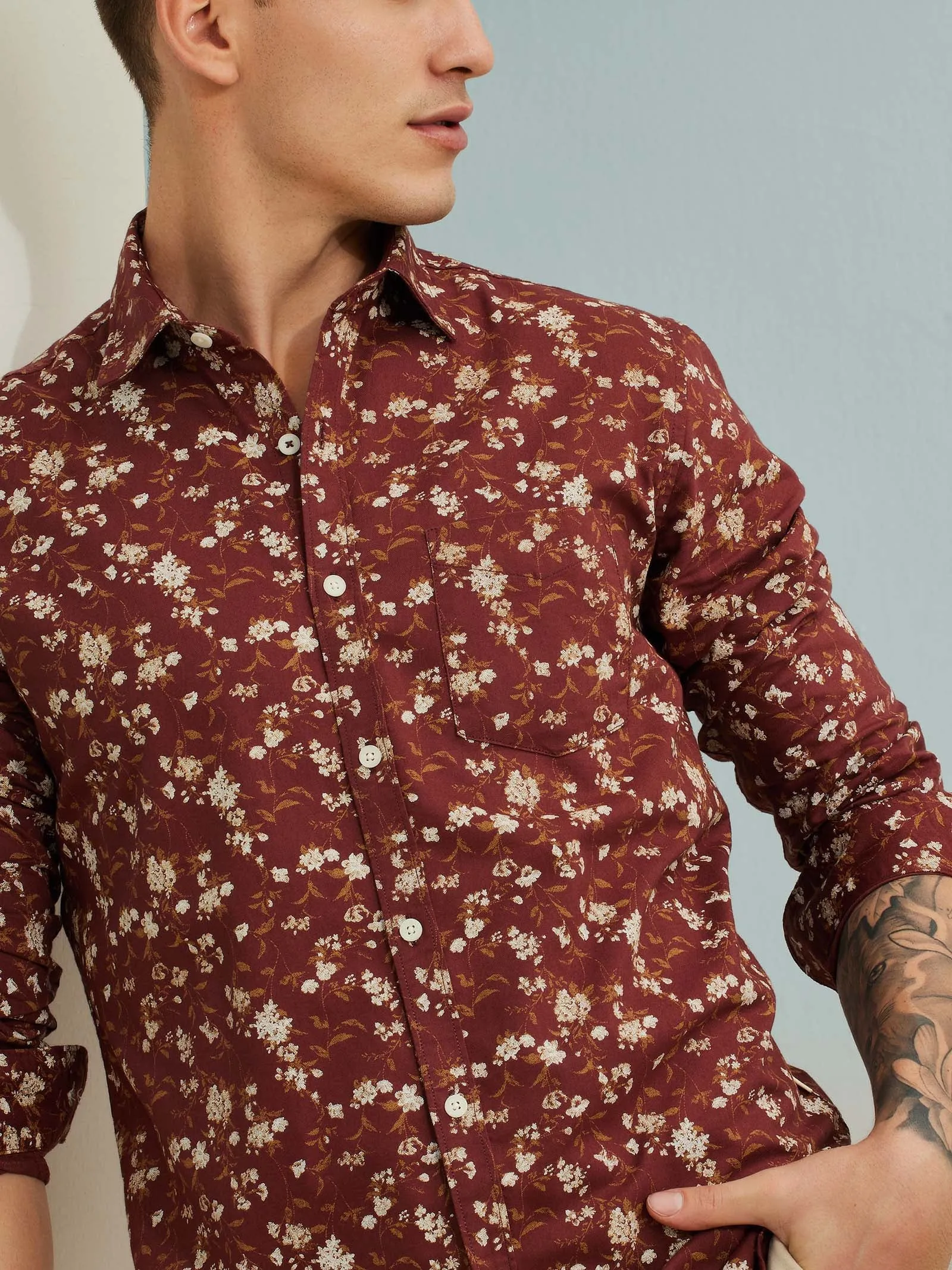 Brown Printed Shirt