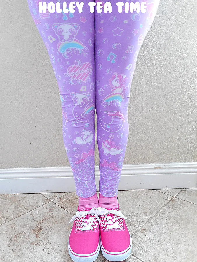 Bubbly Dreams purple leggings [made to order]