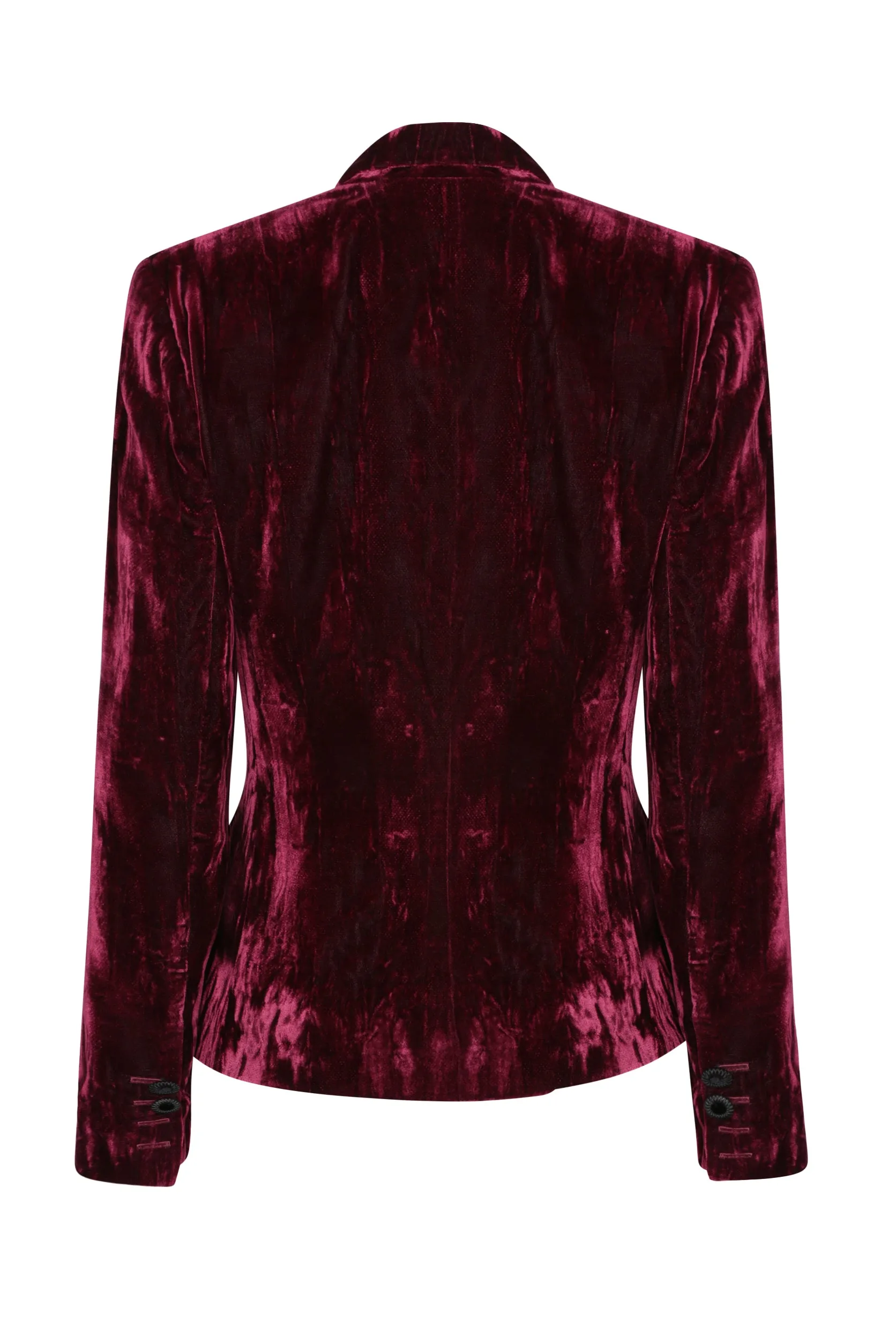 Burgundy Crushed Velvet Jacket - Inez