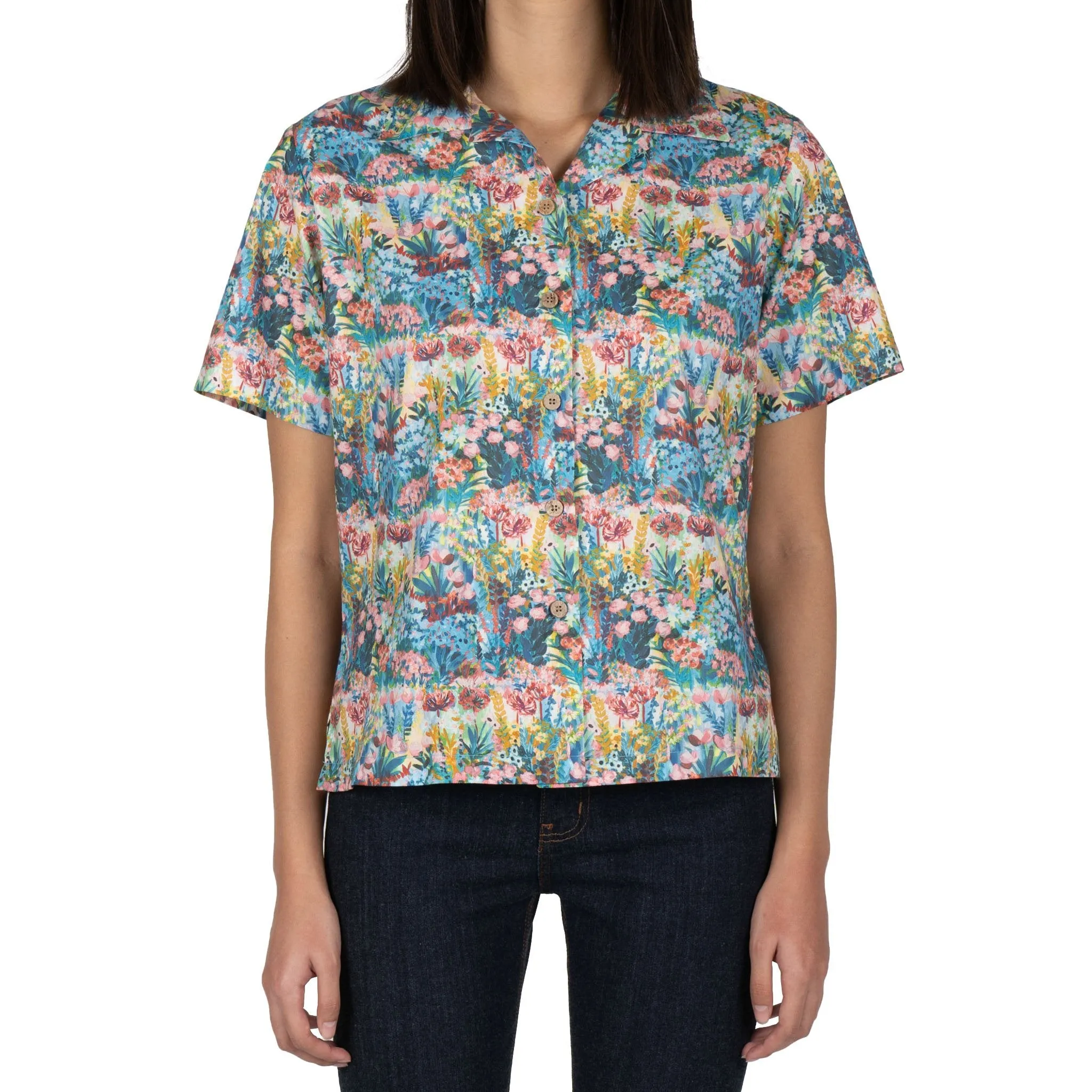 Camp Collar Shirt - Flower Painting - Multi Color