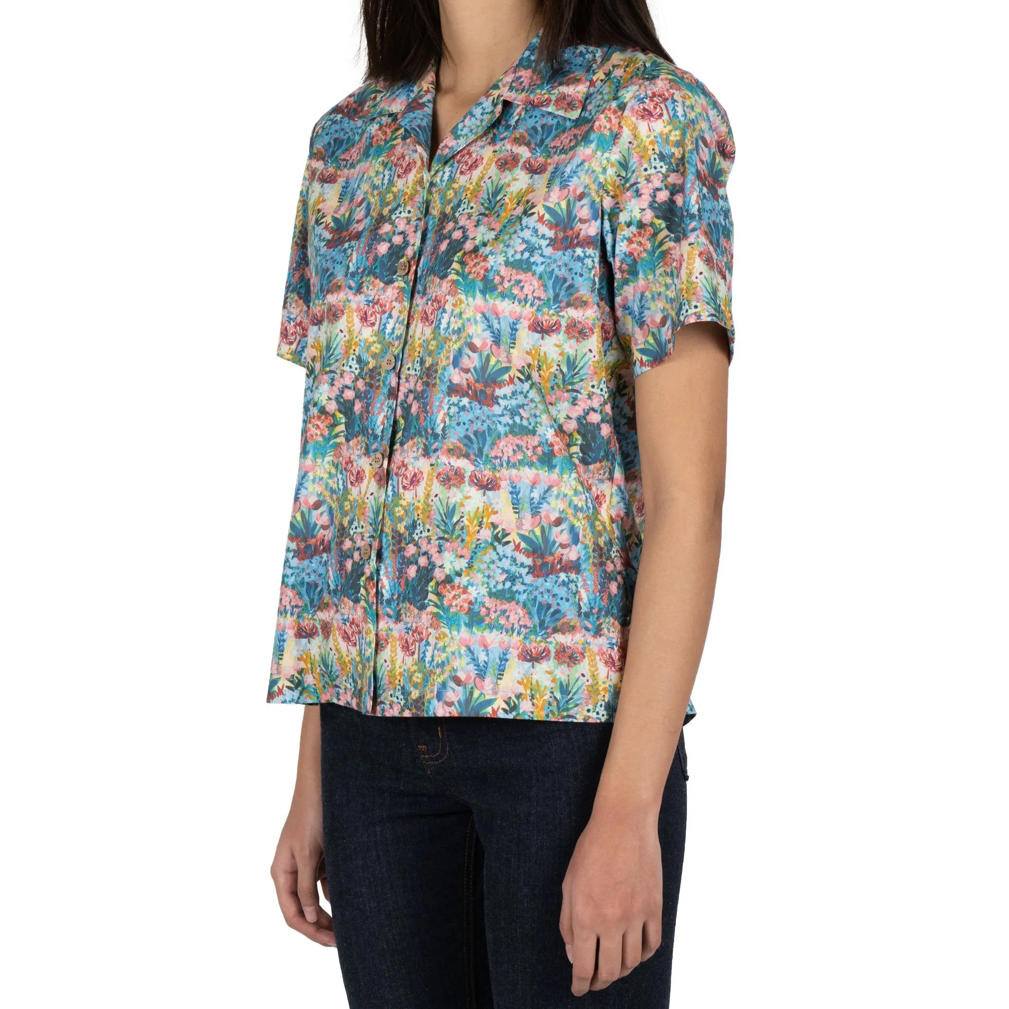 Camp Collar Shirt - Flower Painting - Multi Color