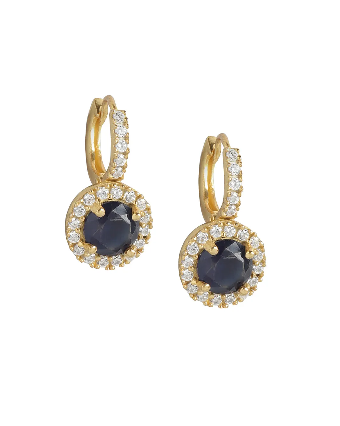 Carlton London Gold Plated Black Cz Circular Drop Earring For Women