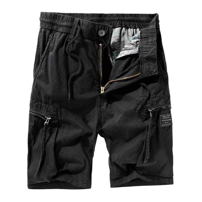 Casual Solid Color Zipper Pocket Men's Shorts