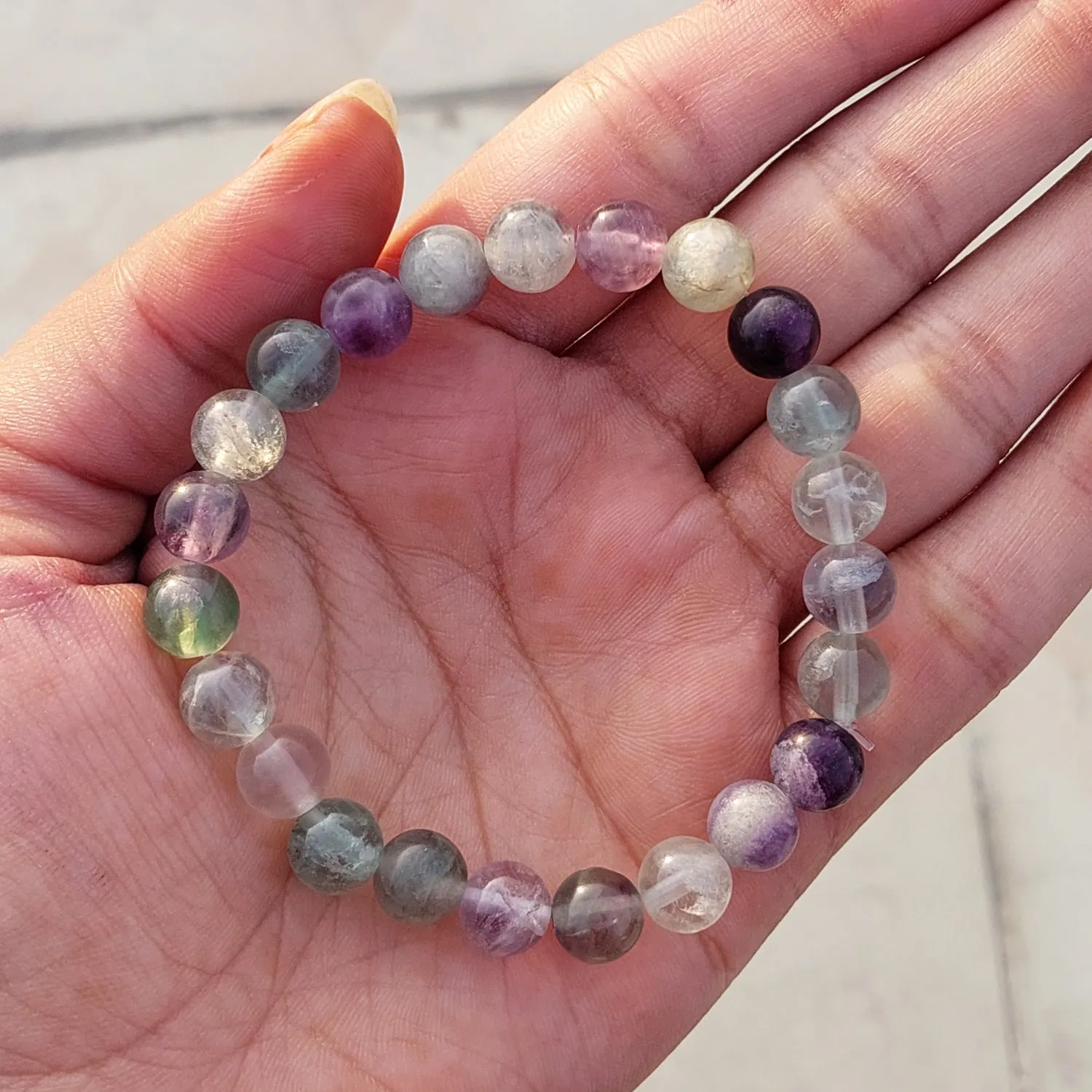 Certified Fluorite 8mm Natural Stone Bracelet