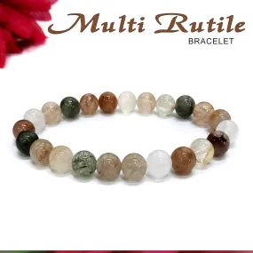 Certified Multi Rutile 8mm Natural Stone Bracelet