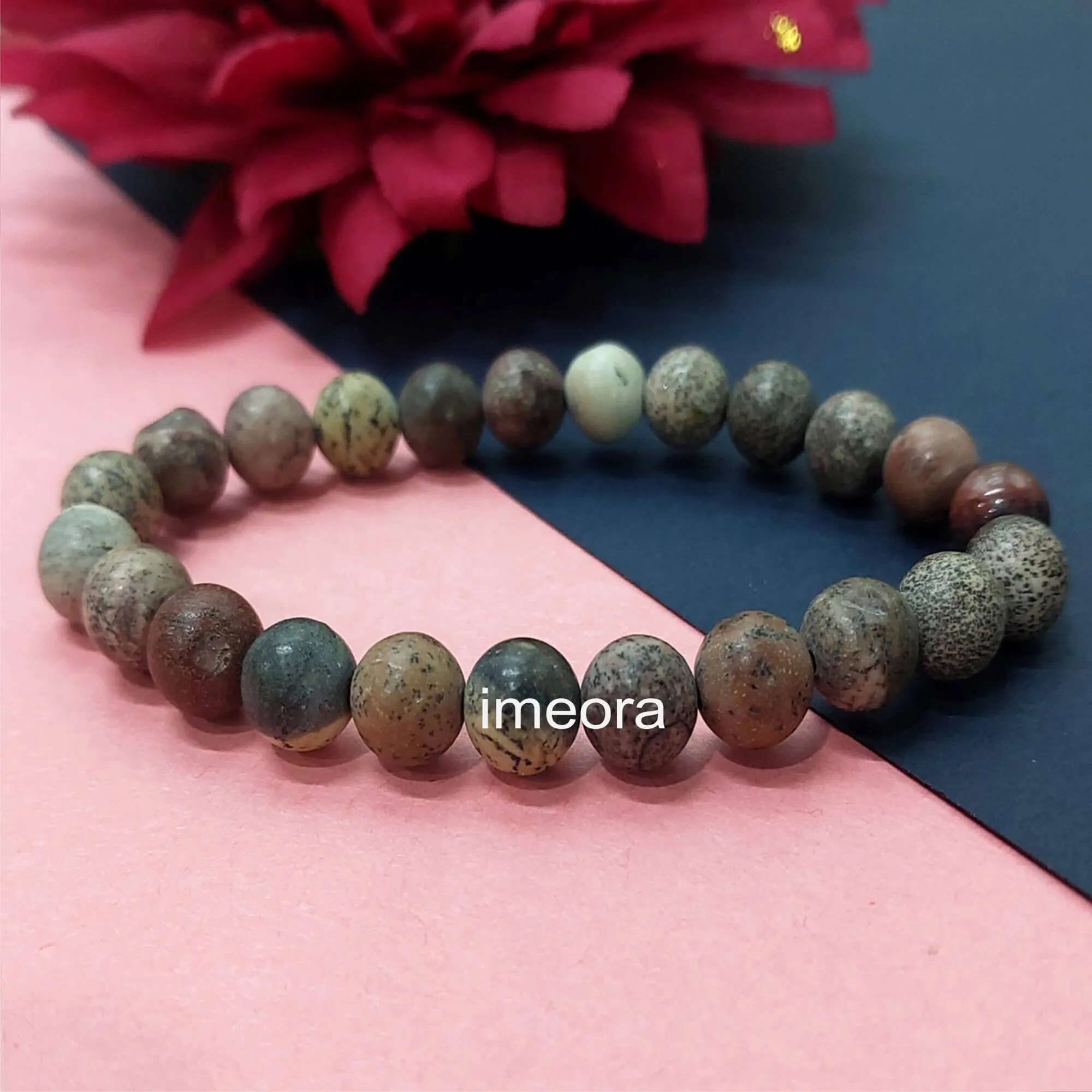 Certified Porcelain Jasper 8mm Natural Stone Bracelet