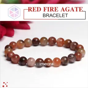 Certified Red Fire Agate 8mm Natural Stone Bracelet