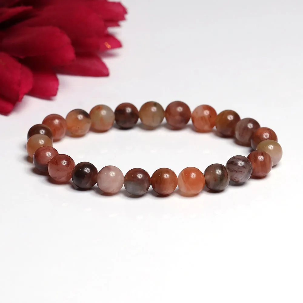 Certified Red Fire Agate 8mm Natural Stone Bracelet