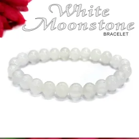 Certified White Moonstone 8mm Natural Stone Bracelet